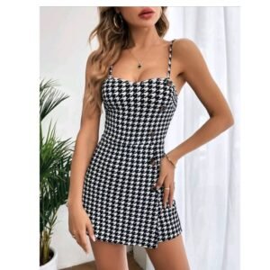Macacão Cami – Padrão Houndstooth XS